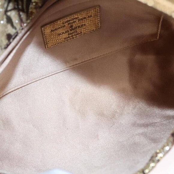 LOUIS VUITTON Monogram Brocade Tari Clutch Bag Gold M93142 LV Auth 106316S - Picture 9 of 14
